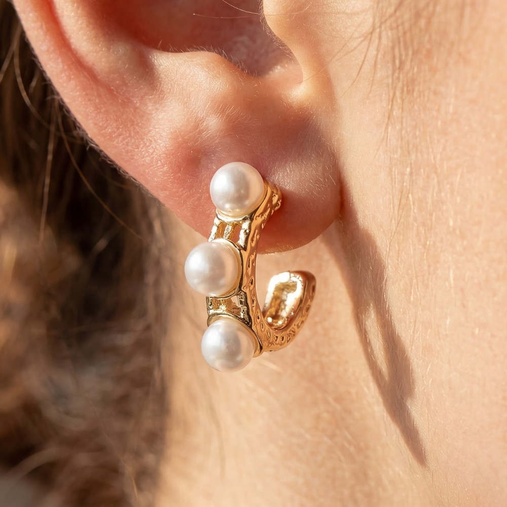 Pearl Beads Mini Hoop Earrings