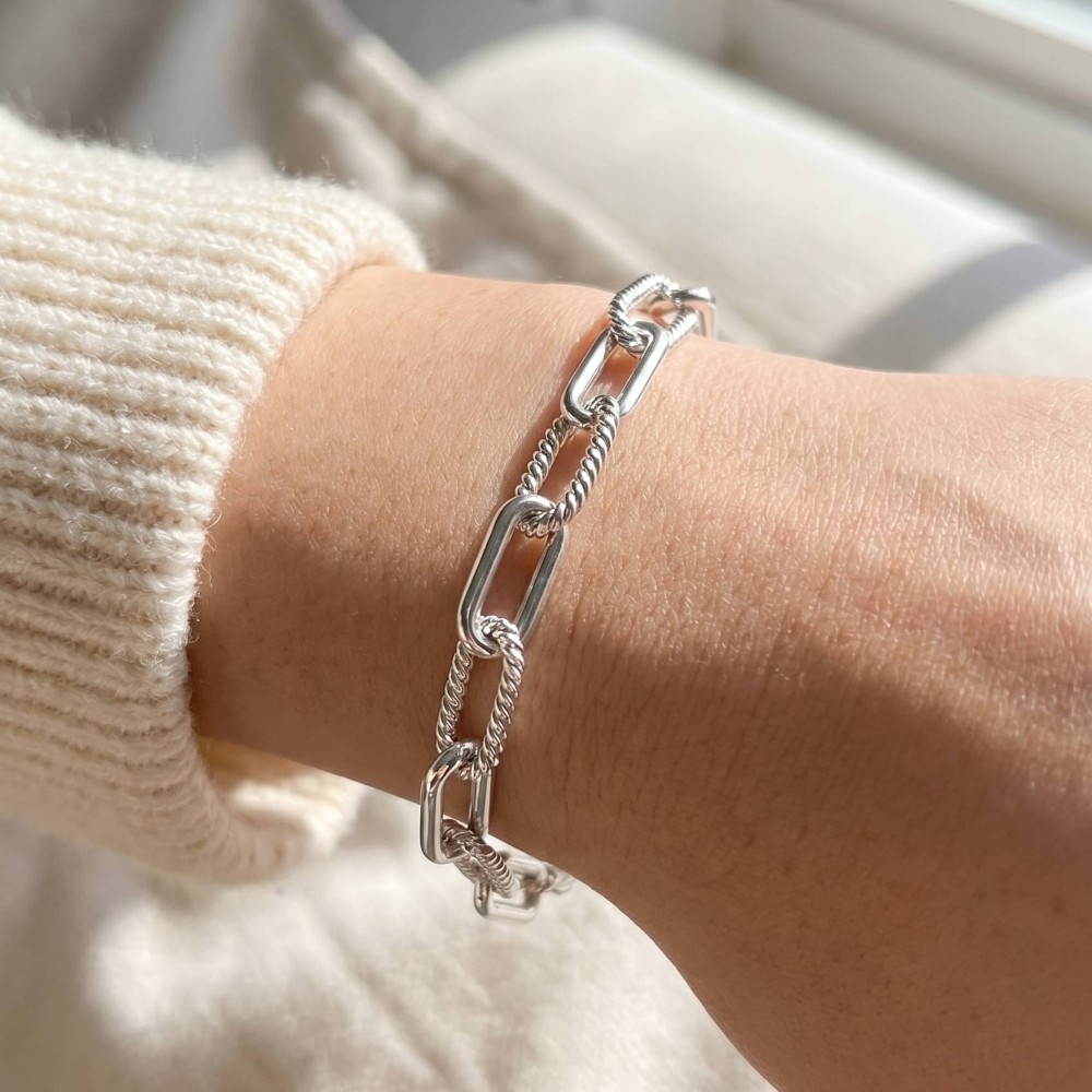 Gold Dipped Paperclip And Rope Chain Link Bracelet