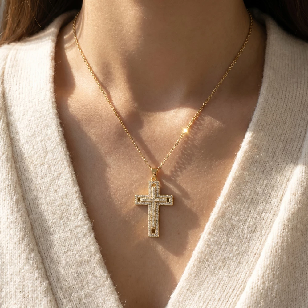 Cz Cross Pendant Necklace