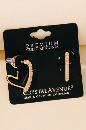 Cubic Zirconia Pave Heart Hoop Earrings