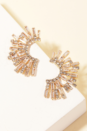 Cubic Zirconia Cluster Crescent Drop Earrings