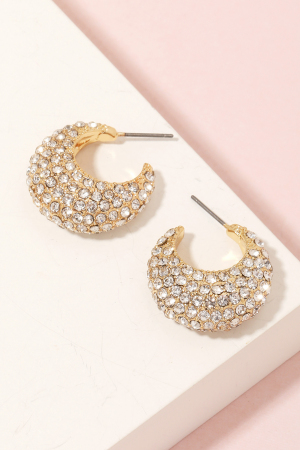 Pave Rhinestone Hoop Earrings