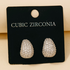 Cubic Zirconia Pave Teardrop Hoop Earrings