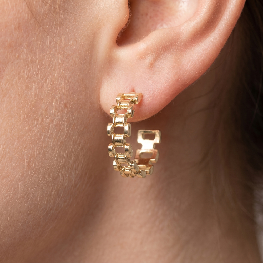 Chain Link Open Hoop Earrings
