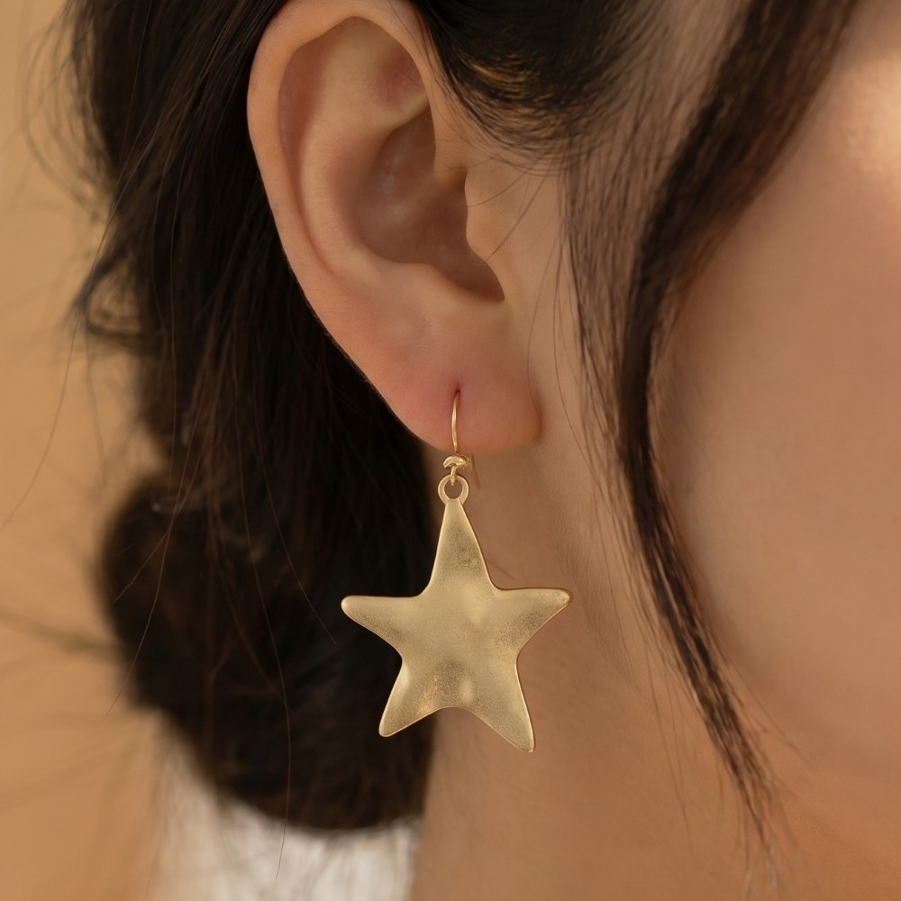 Hammered Star Drop Earrings
