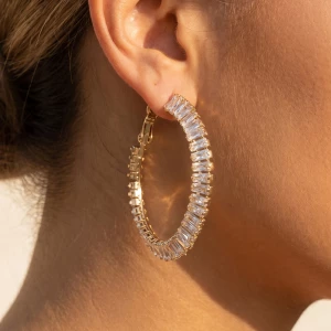 Oversized Baguette Cz Hoop Earrings