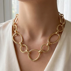 Chunky Open Circle Link Statement Necklace