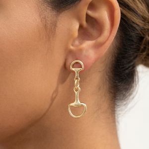 Double D Link Stud Dangle Earrings