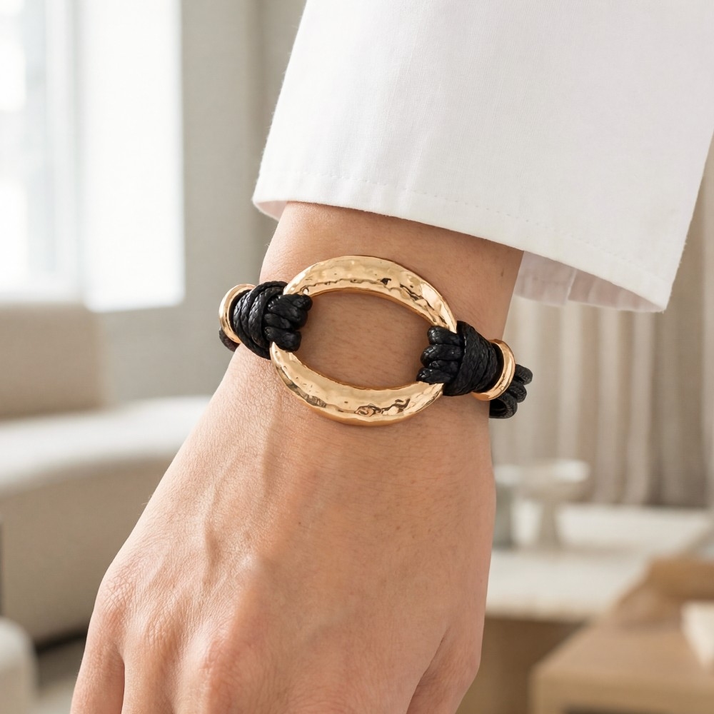 Magnetic Clasp Oval Hoop Corded Bracelet
