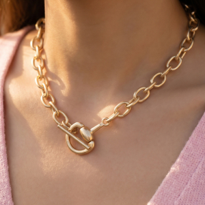 Toggle Bar Equestrian Horse Bit Chain Statement Necklace