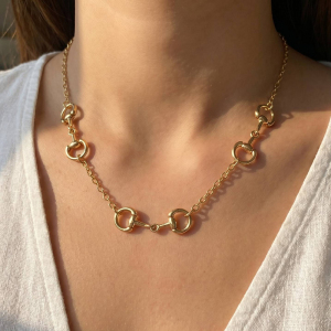 Multi Horsebit Station Delicate Chain Necklace