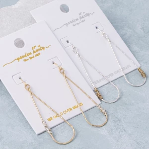 18K Gold Dipped Elongated Teardrop Wire Wrap Earrings