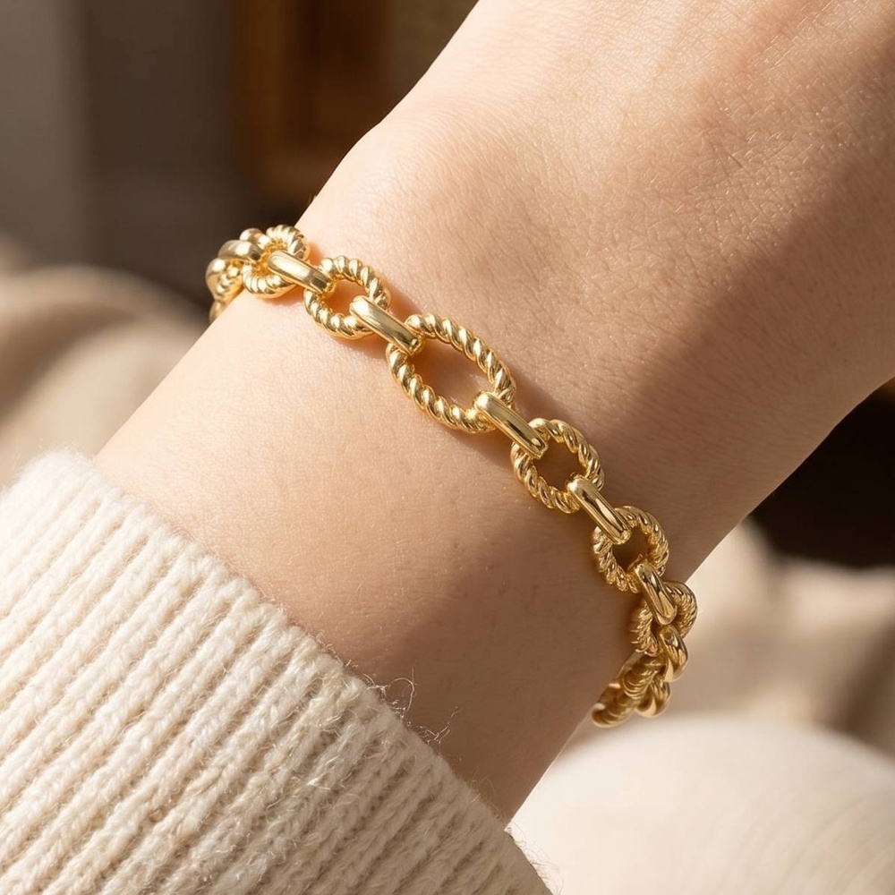 Gold Dipped Twisted Rope Link Chain Bracelet