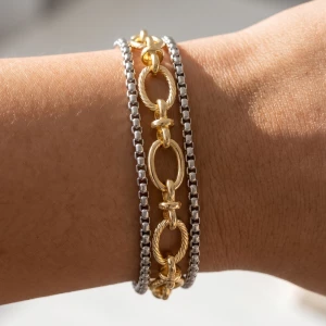 Two Tone Multi Strand Magnetic Chain Bracelet
