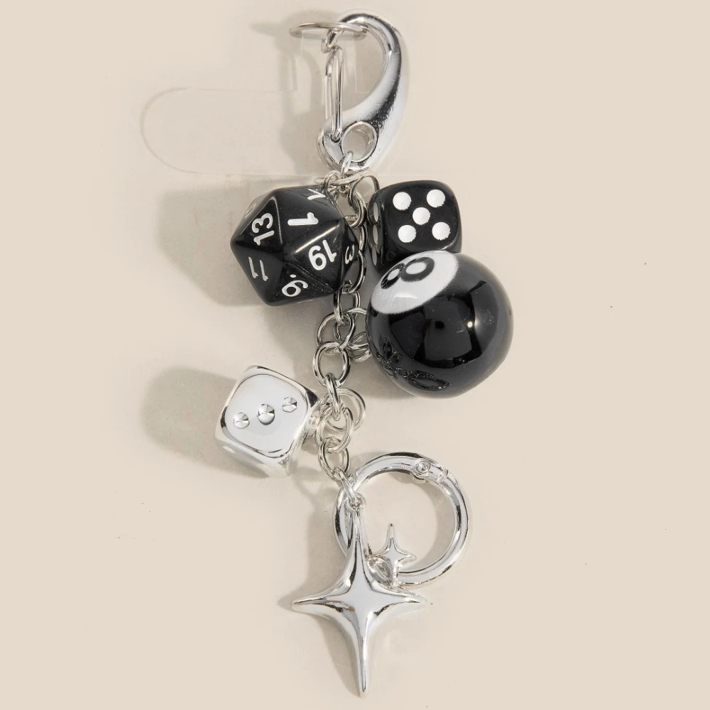 Multi Dice 8 Ball And Star Bag Charms