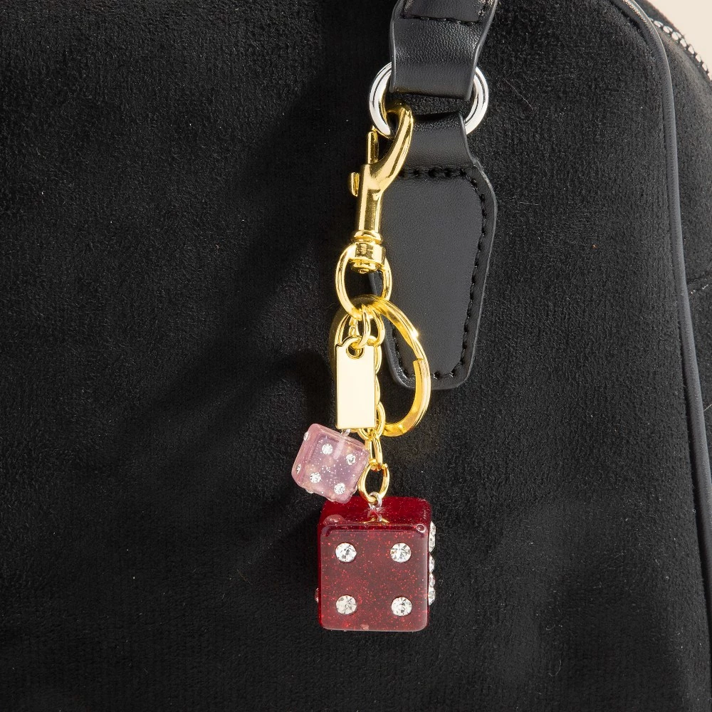 Glittery Rhinestone Dice Bag Charms
