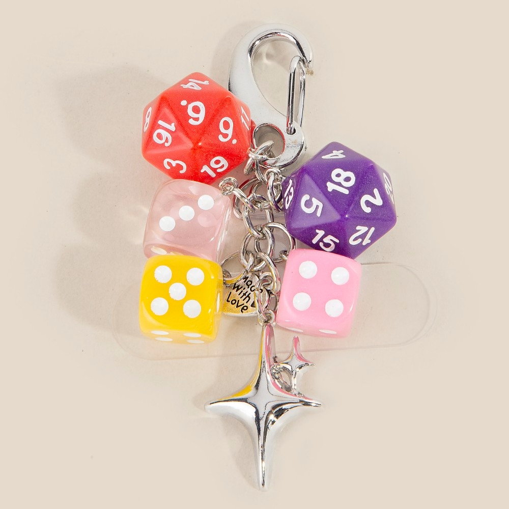 Dice And Star Chain Bag Charm