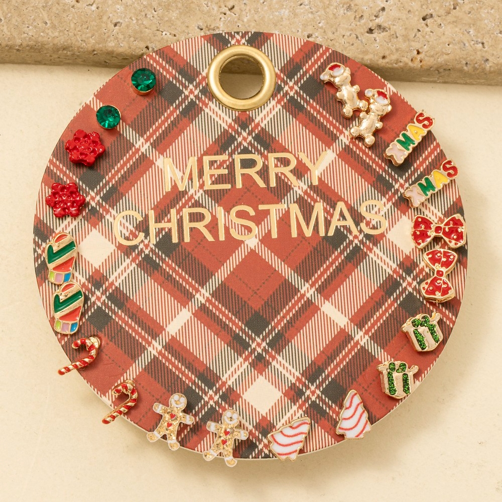 Assorted Merry Christmas Themed Earrings Set