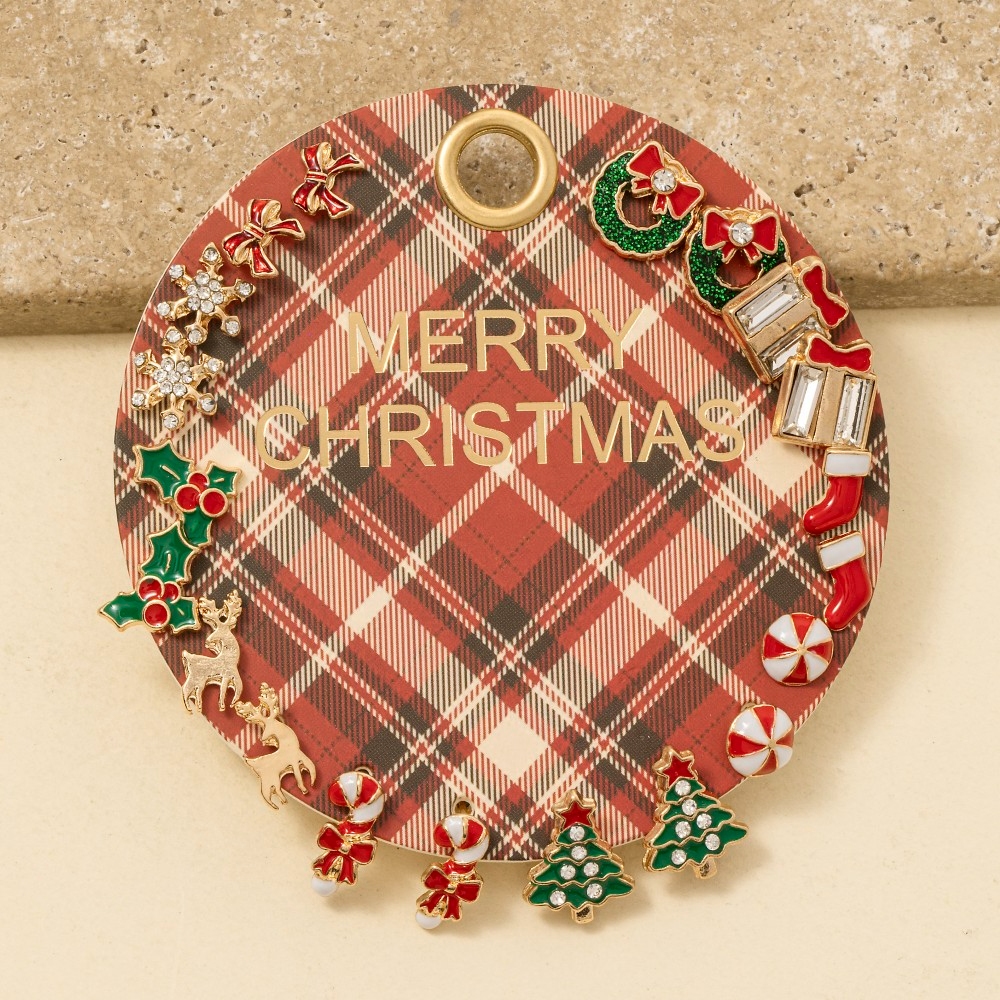 Assorted Enamel Christmas Themed Earrings Set