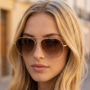 Classic Slim Metal Aviator Tinted Sunglasses