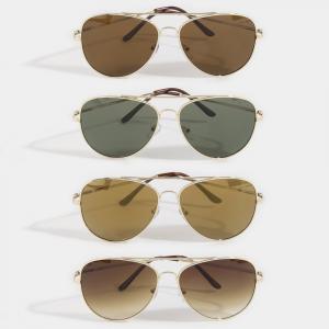 Slim Gold Frame Aviator Assorted Tint Sunglasses