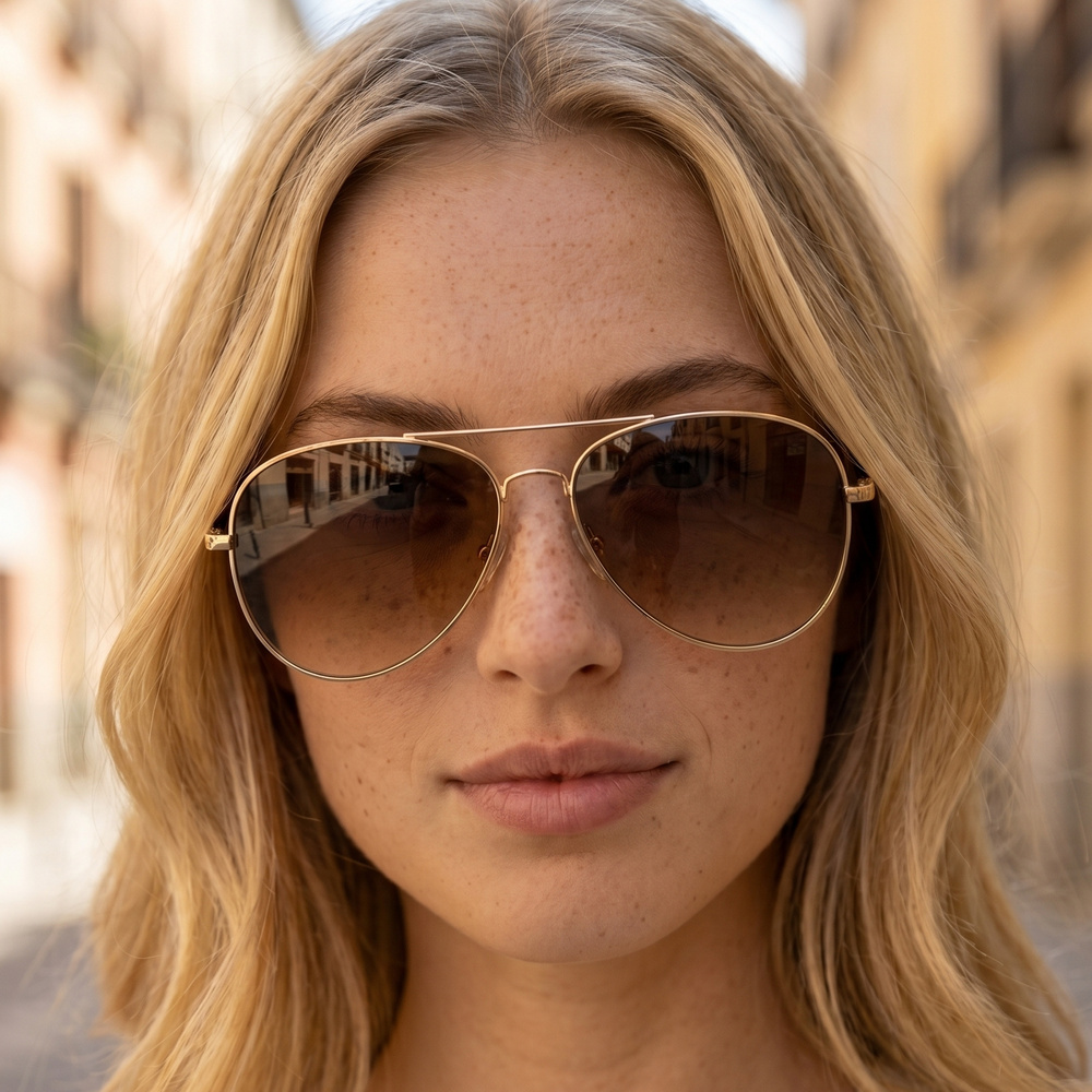 Slim Gold Frame Aviator Assorted Tint Sunglasses