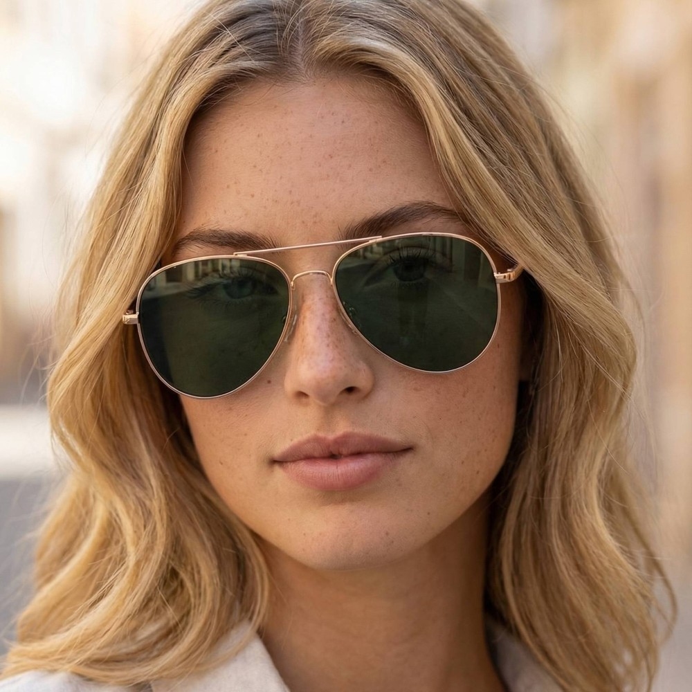 Double Bridge Aviator Sunglasses