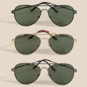 Double Bridge Metal Frame Aviator Sunglasses Set