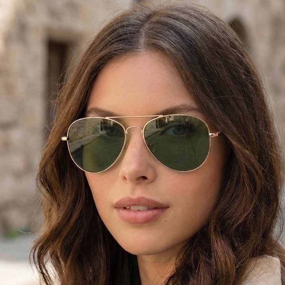 Double Bridge Metal Frame Aviator Sunglasses Set