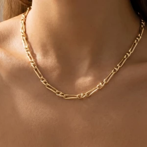 Wide Figaro Link Chain Statement Necklace