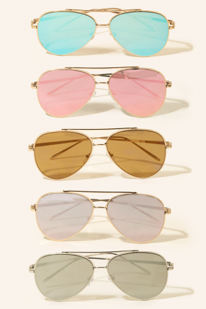Assorted Aviator Double Bridge Sunglasses