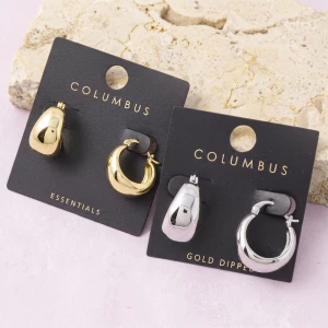 Gold Dipped Chunky Dome Huggie Hoop Earrings