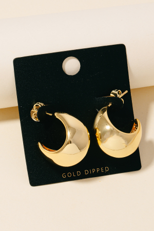 Gold Dipped Wide Rounded Hoop Earrings