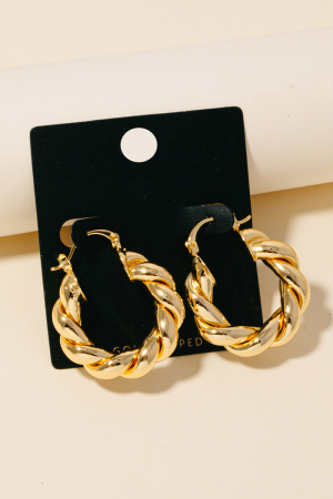 Gold Dipped Braided Latch Hoop Earrings