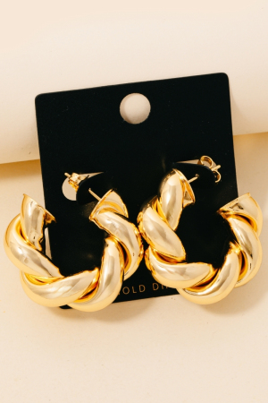 Gold Dipped Twisted Tube Hoop Earrings