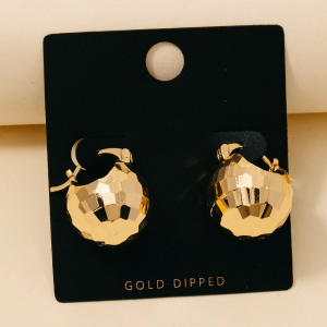 Gold Dipped Geometric Ball Hoop Earrings