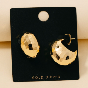Gold Dipped Geometric Round Hoop Earrings
