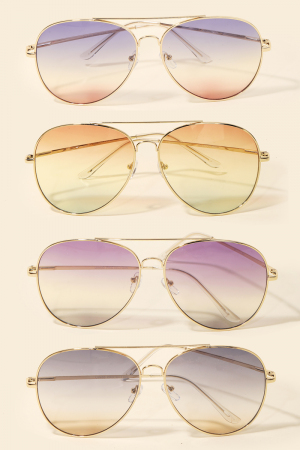Metal Frame Aviator Fashion Sunglasses Set