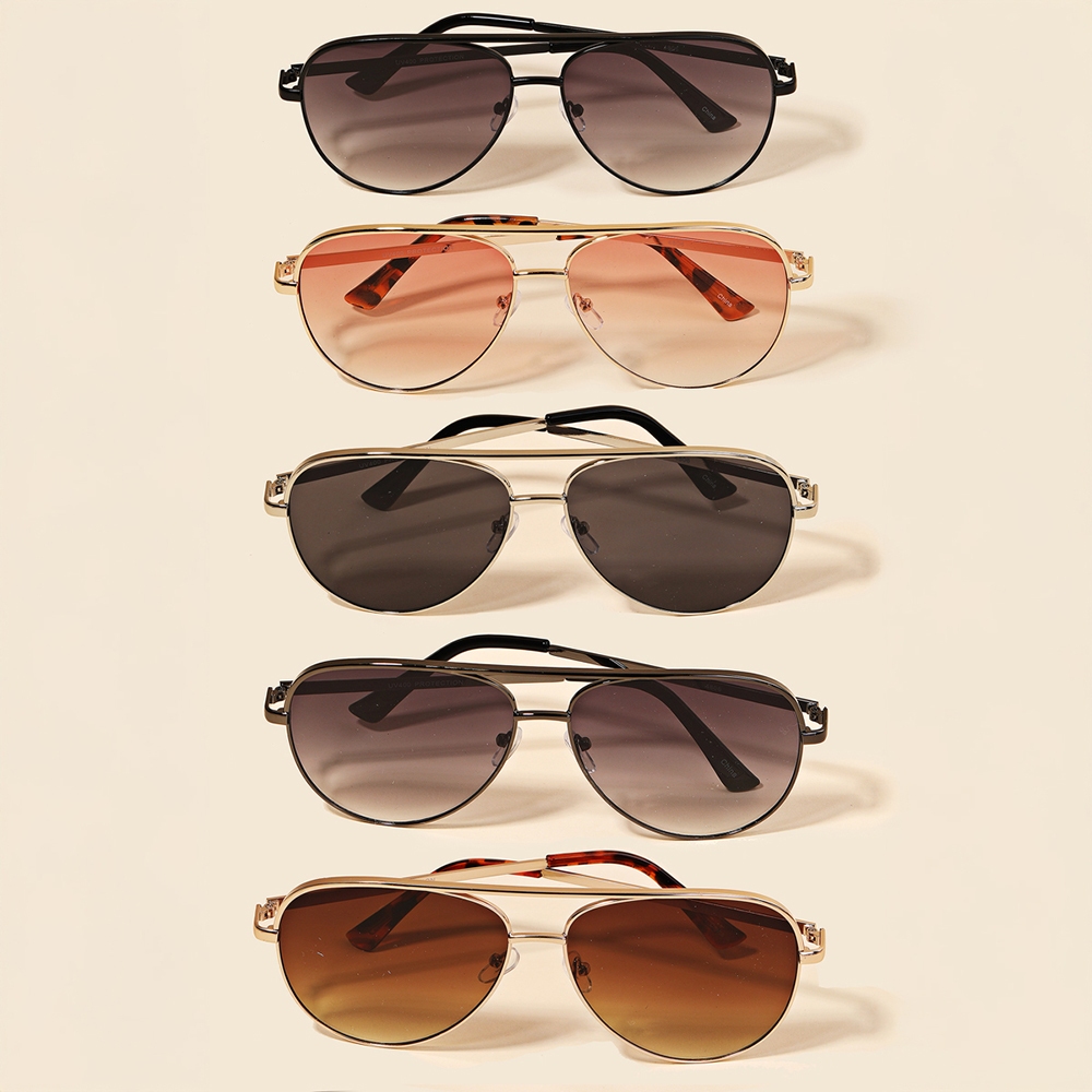 Metal Frame Double Bridge Sunglasses