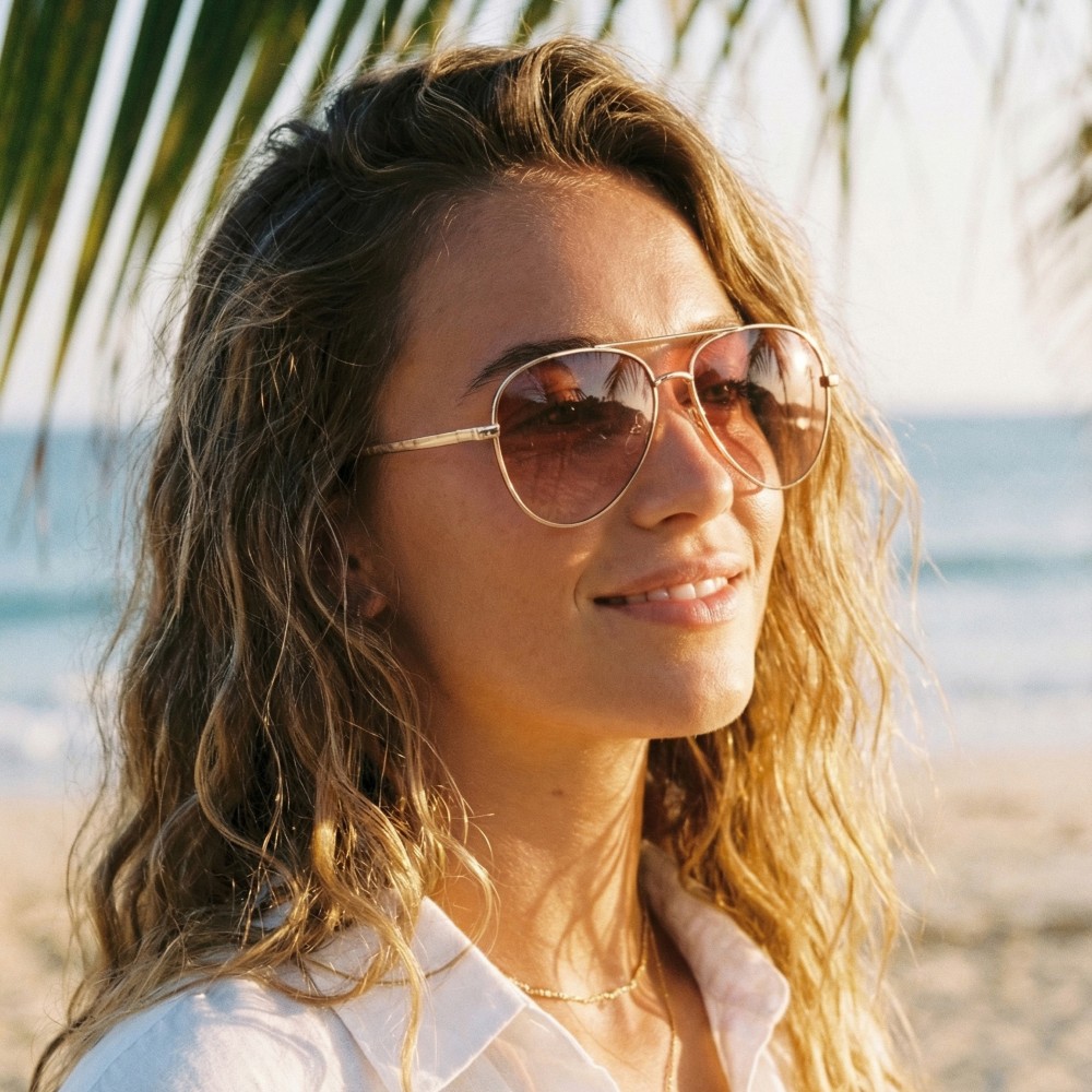 Metal Frame Aviator Gradient Lens Sunglasses