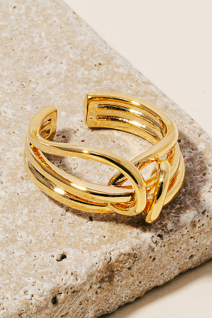 Triple Layered Metallic Knot Open Band Ring