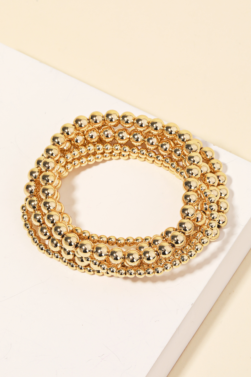 Metallic Ball Beaded Stackable Bracelet