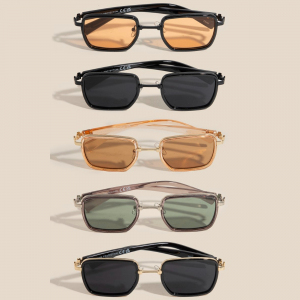 Rectangle Tortoise Frame Sunglasses Set