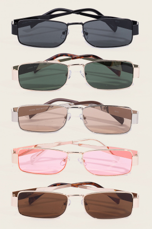 Thin Metal Rectangle Frame Sunglasses Set