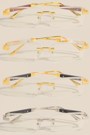 Metallic And Wood Frameless Glasses Set