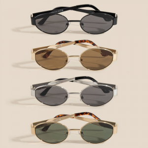 Metal Frame Oval Lens Sunglasses Set