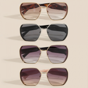 Metallic Frame Gradient Lens Sunglasses Set