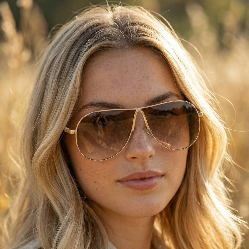 Oversized Metal Aviator Sunglasses