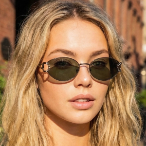 Slim Oval Metal Frame Sunglasses Set