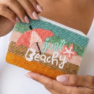 Beaded Beachy Beach Scene Coin Pouch